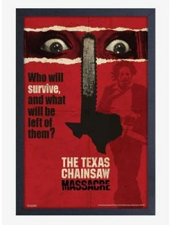 Discount 🤩 The Texas Chainsaw Massacre Newsprint Framed Wood Wall Art 🔔