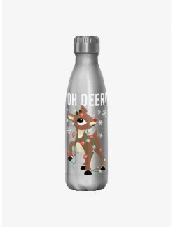 Best Sale 🎁 Rudolph The Red-Nosed Reindeer Oh Deer 🔔 Christmas Lights Water Bottle ✔️