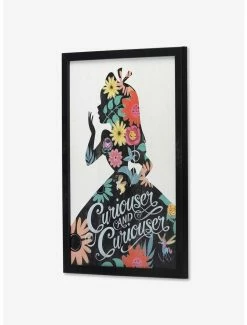 Deals ✨ Disney Alice in Wonderland Curiouser and Curiouser Floral Framed Wood Wall Decor 👏 -Furniture Outlet Store 20171287 av1