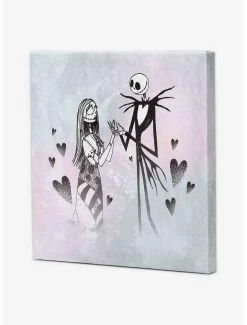 Discount ⭐ Disney The Nightmare Before 🔔 Christmas Jack & Sally Hearts Canvas Wall Decor ✔️ -Furniture Outlet Store 20171339 av1