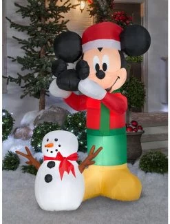 Coupon ✔️ Disney Mickey Mouse Putting Hat On Mickey Snowman Animated Airblown 🎉 -Furniture Outlet Store 20217916 av1