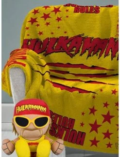 Hot Sale ✔️ WWE Hulk Hogan Sleep Squad Throw Blanket & Kuricha Sitting Plush Bundle 🔥