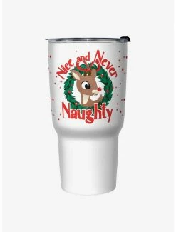New 🛒 Rudolph The Red-Nosed Reindeer Nice And Never Naughty Travel Mug 😀